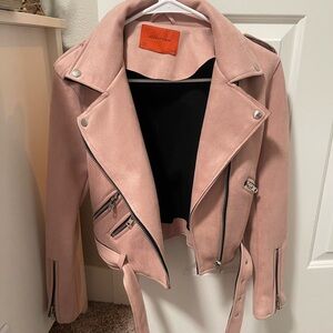 Women's Pink suede Bomber Jacket